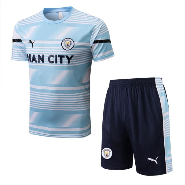Camiseta Entrenamiento Manchester City Conjunto Completo 2022-2023 Azul Blanco